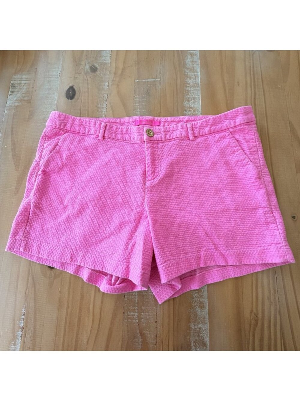 Lilly Pulitzer Shorts Size 16 Hot Pink Textured Cotton Pockets Preppy Summer